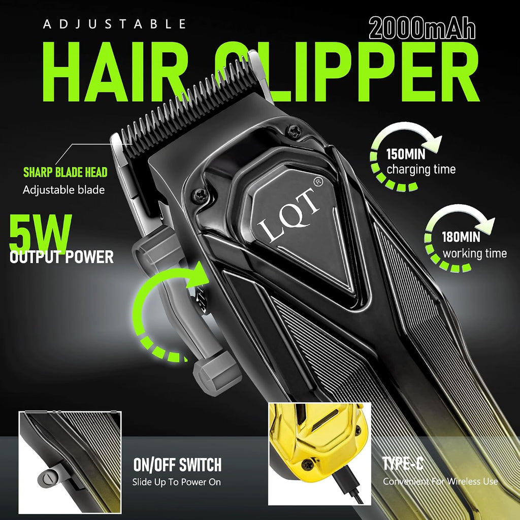 Professional Hair Clippers For Men, Cordless Beard Trimmer Set, Barber-Grade Tool With Usb Charging, Lightweight & Low Noise For Home Use