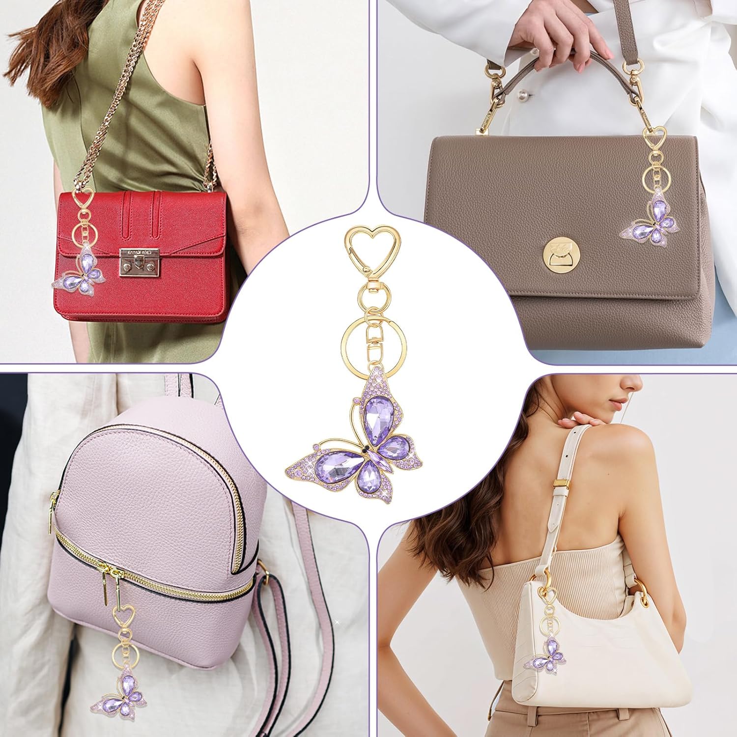 Ymapinc Keychain for Women, Cute Butterfly Bag Charm, Women Keychain Accessories, Diamond Key Chain,Purse Charms for Handbags, Backpack Keychains for Girls