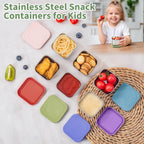 6 Oz Stainless Steel Snack Containers For Kids - 6 Pack Metal Food Containers With Lids Silicone Easy Open 100% Leak Proof Bpa Free Reusable Baby Lunch Box For Daycare Travel And Office