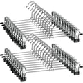 Zober Metal Pants Hangers With Clips - Pack Of 20 Space Saving Skirt Hangers For Women - Chrome, Non-Slip, Adjustable Clips, For Pants, Skirts, Jeans Closet Organization, College Dorm Essentials