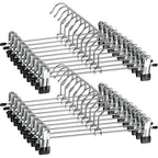 Zober Metal Pants Hangers With Clips - Pack Of 20 Space Saving Skirt Hangers For Women - Chrome, Non-Slip, Adjustable Clips, For Pants, Skirts, Jeans Closet Organization, College Dorm Essentials