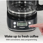 Hamilton Beach 12 Cup Programmable Hot & Iced Coffee Maker | Glass Carafe | Auto-Pause And Pour | 4-Hour Auto Shutoff | Black With Chrome Accents | 43690J