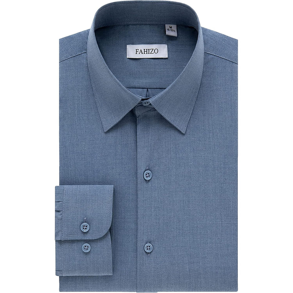 Men'S Dress Shirt Casual Regular Fit Stretch Solid Long Sleeve Button Up Shirts