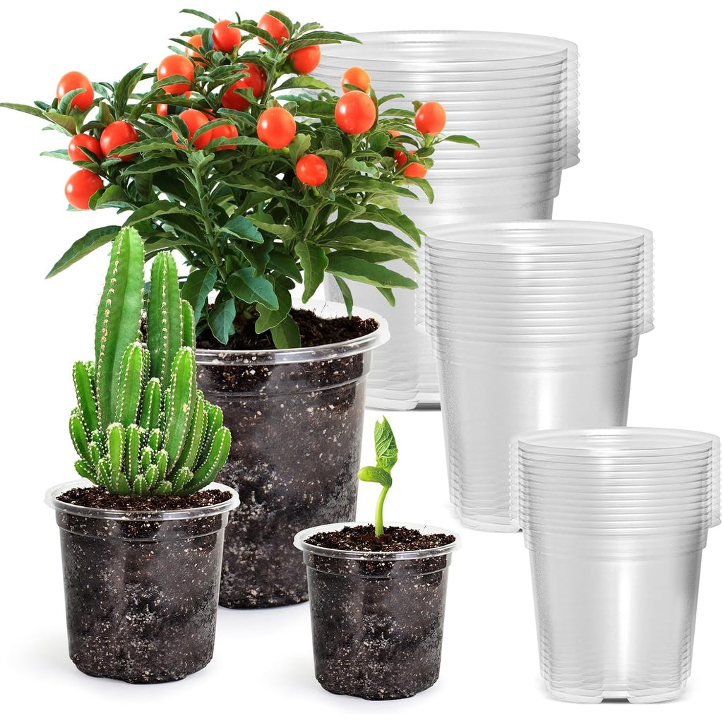 36 Packs 5/4/3.5 Inch Reinforced Clear Nursery Pots With Drainage Hole, Transparent Variety Pack Plastic Plant Pot Seedling Planter For Vegetable Propagation, Root Cutting, Seed Starting
