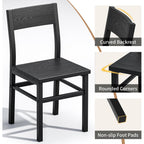 Dining Chairs Set Of 4, Rustic Wood Dining Room Chairs With Thickened And Strengthened Metal Steel Frame & Slat Back, Modern Farmhouse Chair For Kitchen, Dining Room (4, Dark Black)