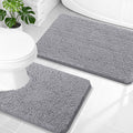 Olanly Bathroom Rugs Sets 2 Piece, Soft Absorbent Chenille Bath Mats And U-Shaped Contour Toilet Mat Area Rug Set, Machine Washable Bath Carpet, Home Decor Accessories (30"X20"+24"X20", Grey)