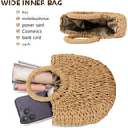 FENBEN Straw Hobo Bags for Women Small Crossbody Bag Beach Purse Weave Shoulder Handbag Rattan