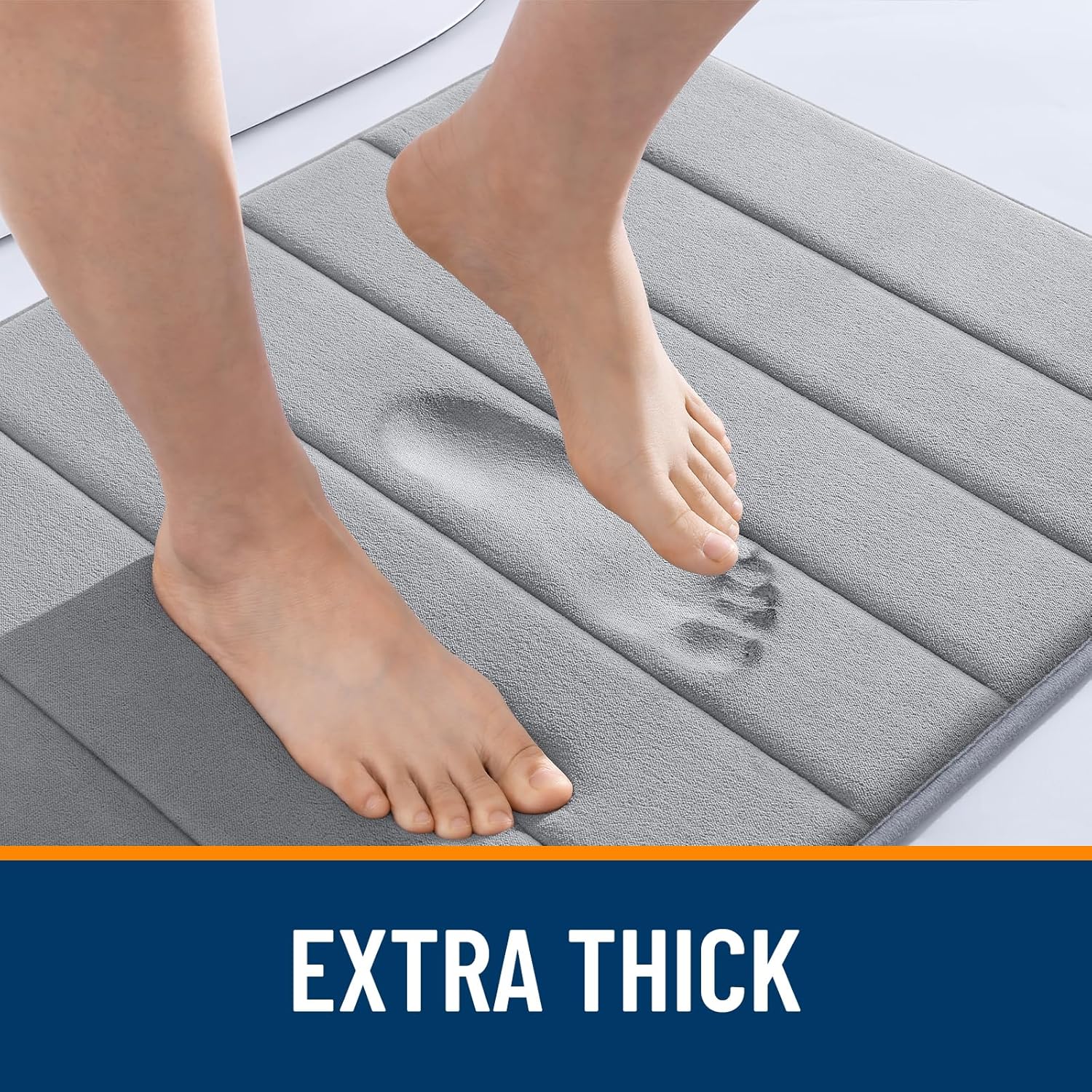 OLANLY Memory Foam Bath Mat 30x20, Super Soft Absorbent Bathroom Rugs, Quick Dry, Machine Washable Shower Floor Rugs, Bathmat Carpet, Bathroom Home Decor Accessories, Grey