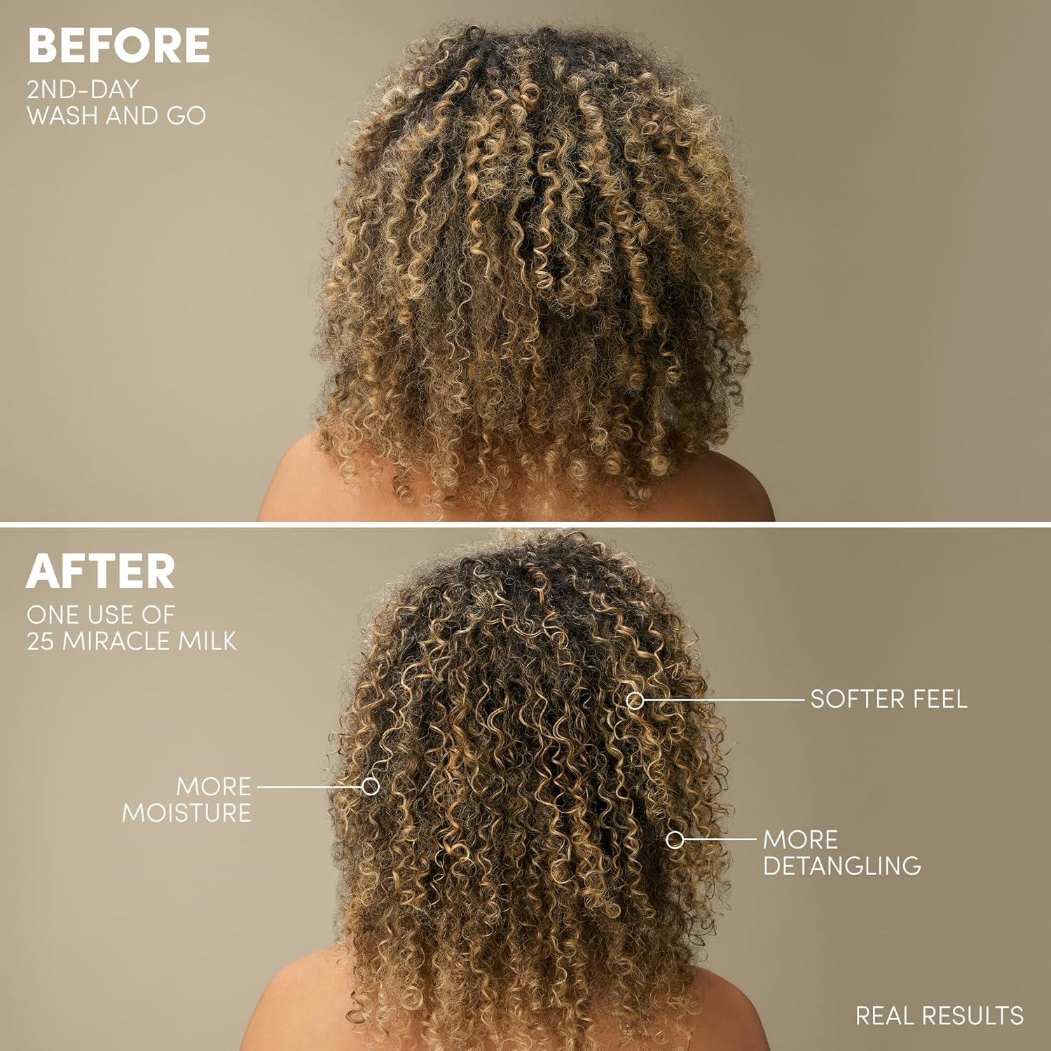 Mizani 25 Benefit Miracle Milk - Leave in Conditioner for Curly Hair, With Coconut Oil, Curl Detangler Spray, Anti Frizz Heat Protectant, No Drying Alcohols, Paraben-Free