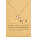 Zealmer Dainty 18K Gold Plated Compass World Map Pendant Necklace Graduation Gift for Friends