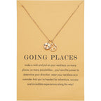 Zealmer Dainty 18K Gold Plated Compass World Map Pendant Necklace Graduation Gift for Friends