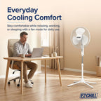 Ez-Chill 16” Oscillating Pedestal Fan, 3-Speed Options, 90-Degree Oscillating Head, Adjustable Height And Tilt, Powerful Air Flow, White, Mtsp15-16Az