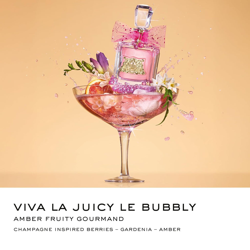 Juicy Couture Viva La Juicy Le Bubbly Eau De Parfum, Luxury Women's Perfume with Notes of Champagne Inspired Pink Berries, Gardenia, Jasmine & Amber - Fruity & Sweet, EDP Spray