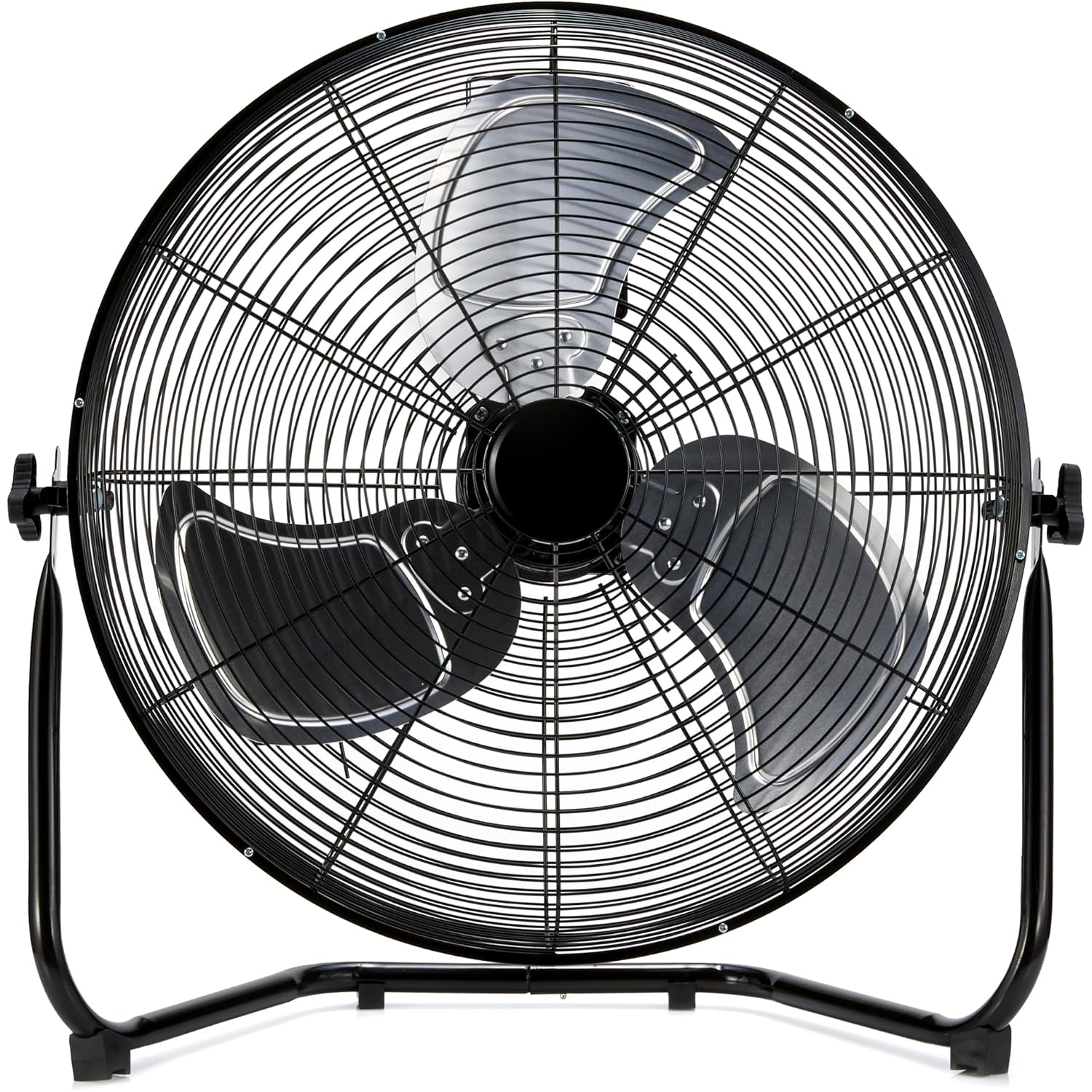 Amazon Basics 20" High Velocity Industrial Cooling Floor Fan With 3 Speeds, Tilt Head, Etl-Listed Safety Compliance, Metal Housing And Blades, For Commercial Space/Garage/Gym, 125W, Black