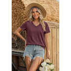 Zeagoo Womens Tops Summer Casual Short Sleeve Tshirts Business Basic Spring V-Neck Shirts Outfits S-3XL
