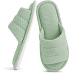 Summer House Slippers For Women Men Breathable Waffle Indoor Slippers Slip-On Open Toe Home Shoes