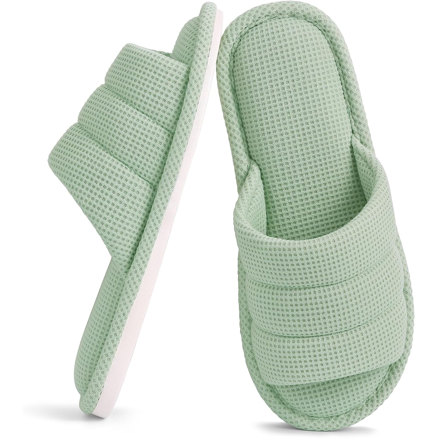 Summer House Slippers For Women Men Breathable Waffle Indoor Slippers Slip-On Open Toe Home Shoes