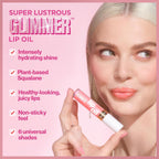 REVLON Super Lustrous Glimmer Lip Oil, Moisturizing & Tinted, Shiny Finish, Made with Plant-Based Squalane, 007 Posh Peach, 0.13 fl oz