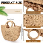 Mixweer 4 Pcs Straw Bag for Women Summer Travel Rattan Woven Raffia Beach Handbags Handle Big Capacity Tote Clutch Bags 2024