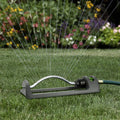 Lawn Sprinkler, 18-Hole Brass Nozzle Oscillating Sprinkler, Garden Tool For Lawns Up To 3,600 Square Feet, Jet Cleaning Needle Hidden On The End Of The Product, Gray