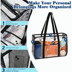Fammart Clear Beach Bag For Women, Large Pool Tote Cruise Vacation Essentials - Zipper Closure, Waterproof, Sandproof