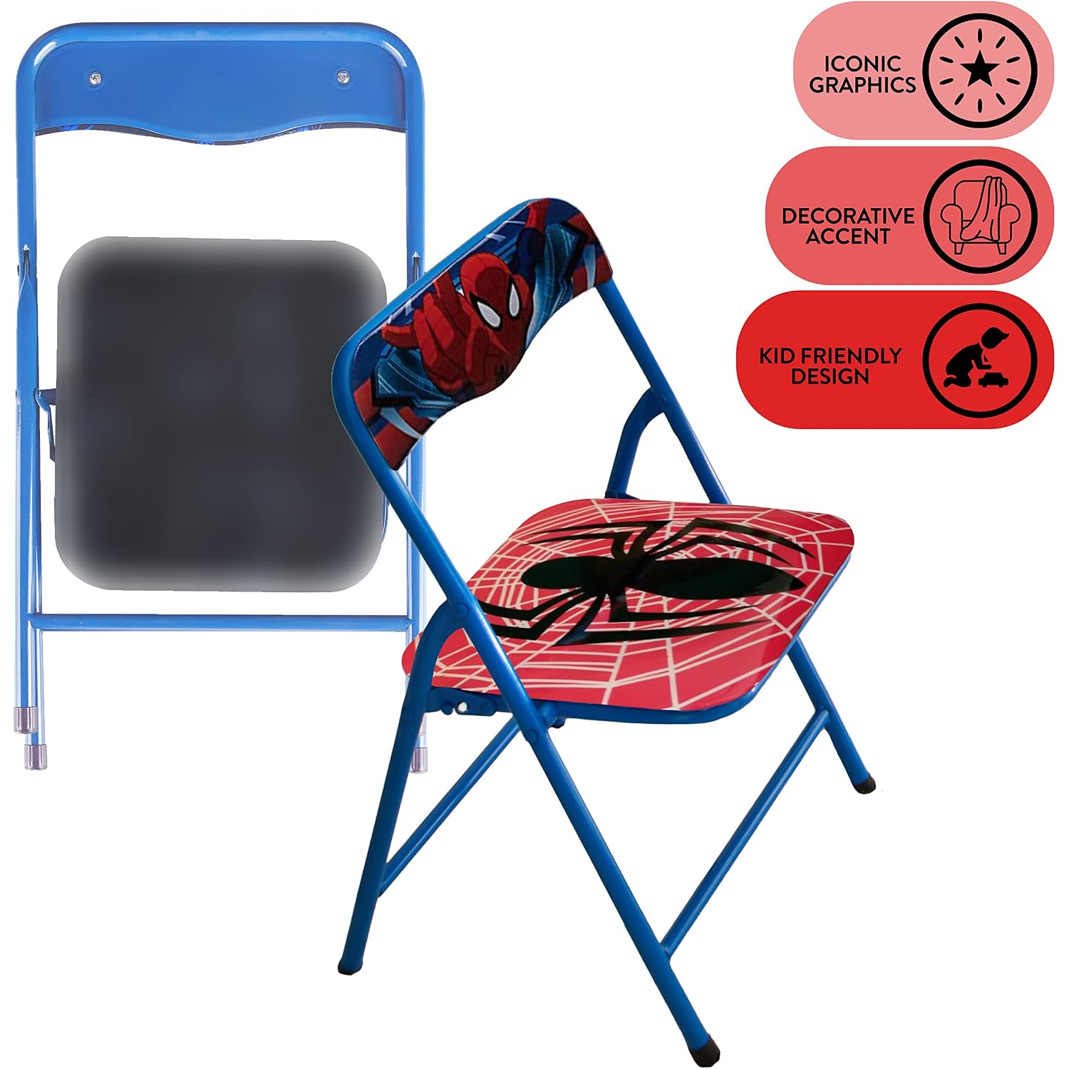 Idea Nuova Marvel Spiderman 3 Piece Children'S Activity Square Table And Chair Set, Ages 3+ (Nn201039)