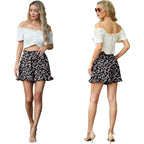 Shorts for Women High Waisted Ruffle Hem Summer Lounge Shorts with Pockets Elastic Drawstring Casual
