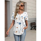Zeagoo Womens Summer Tops 2026 Short Sleeve Shirts V Neck Pleated Tunic Tops Work Blouses Business Casual Outfits S-3Xl