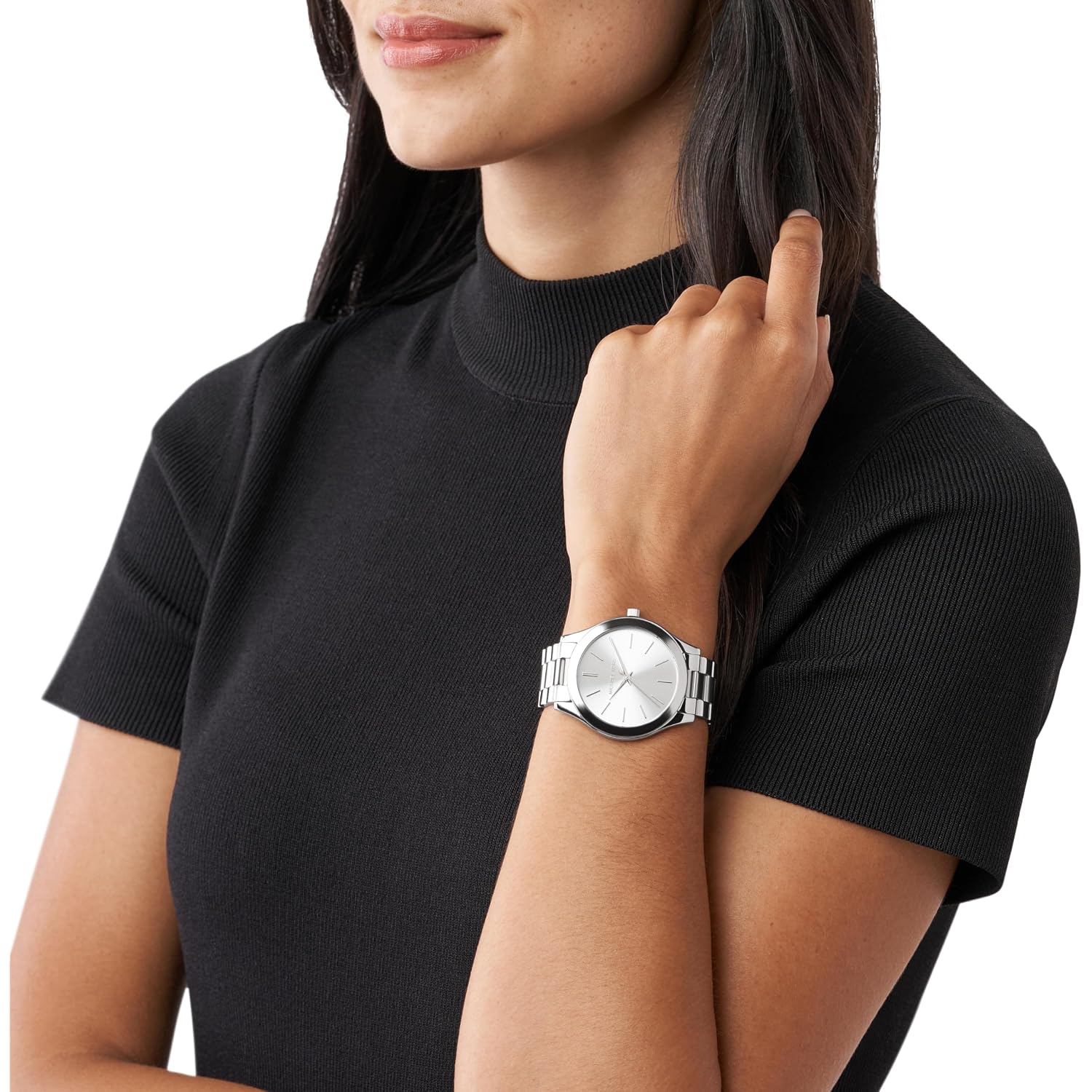 Michael Kors Slim Runway Watch For Women, 42Mm Quartz Three Hand Movement With Stainless Steel Strap