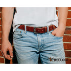 Keecow Men'S 100% Italian Cow Leather Belt Men With Anti-Scratch Buckle,Packed In A Box