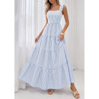 Prettygarden Womens 2026 Summer Casual Maxi Dresses Striped Square Neck Sleeveless Boho Flowy Sundress Beach Vacation Clothes