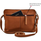 Leather Crossbody Bags for Women Small Soft Genuine Pebbled Sling Shoulder Handbag Crossover Purse with Full Adjustable Strap (Cognac Nappa)