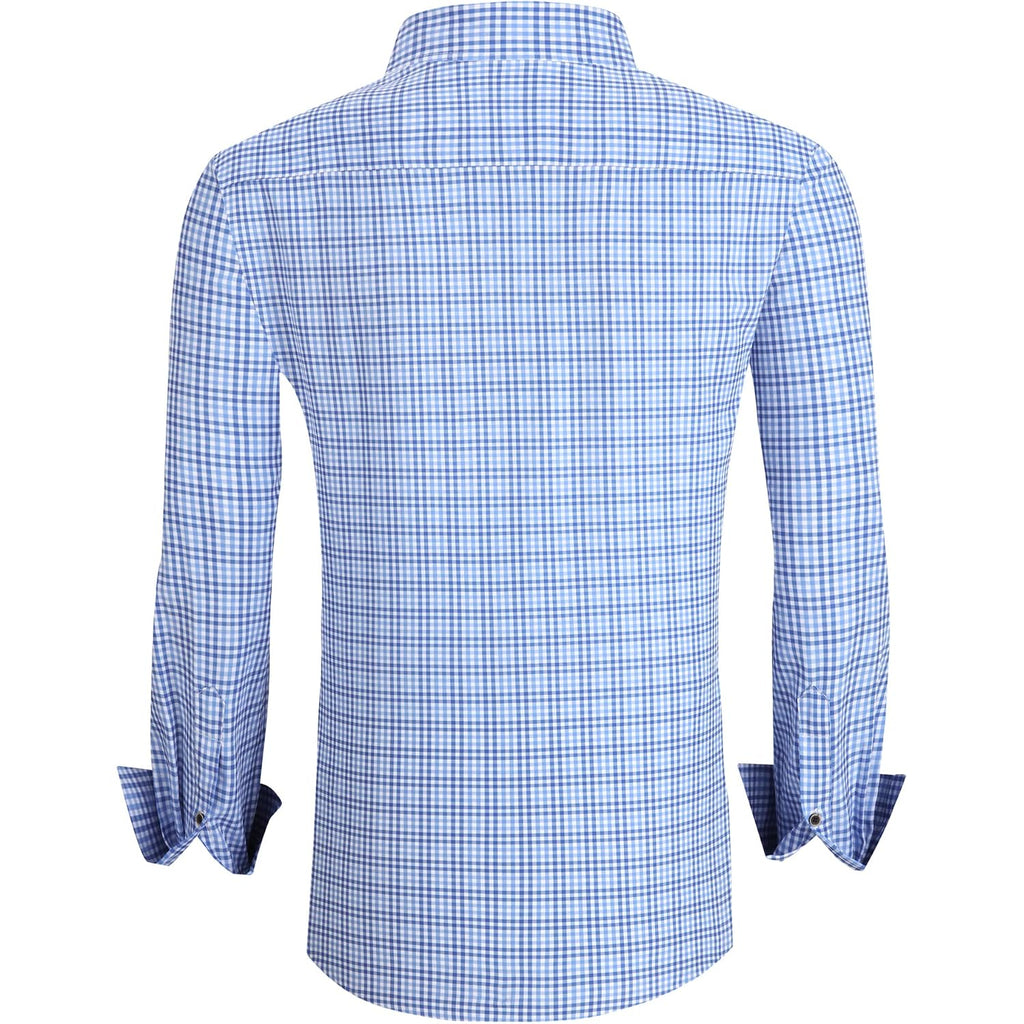 Alex Vando Mens Button Down Shirts Wrinkle Free 4-Way Stretch Print Business Casual Shirt