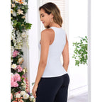Smile Fish Women's Deep V Neck Sleeveless Tank Top Slim Fitting Cami Shirt Summer Basic Casual Top