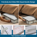 2 Pack Under Bed Storage Containers Bins, Humid-Proof Plastic Underbed Storage Bins, Clothes Storage And Organization Bags, Under The Bed Blanket Storage With Handles For Clothes, Bedroom