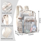 Clear Backpack For Girls Women School Bookbag Heavy Duty Transparent Backpacks (Beige Corduroy Leopard)