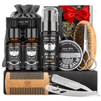 Isner Mile Beard Grooming Kit for Men Care: with Beard Oil Balm Wash Brush Comb & Straight Razor, Birthday Valentines Fathers Gifts for Men Him Boyfriend Husband Coworker, Christmas Stocking Stuffers