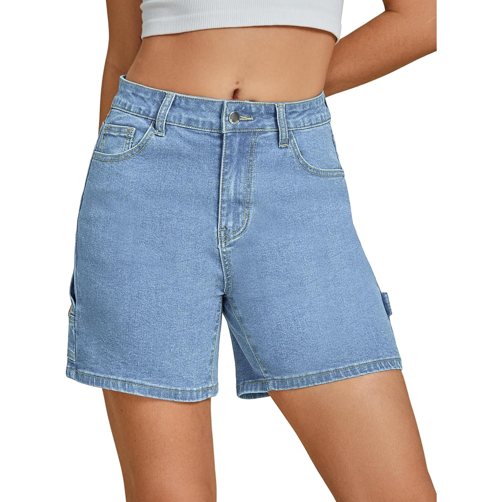 Jean Shorts for Women High Waisted Trendy Casual Utility Stretchy Denim Jorts Cutoff Long Shorts with Pockets