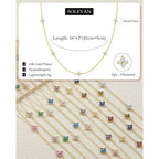 Dainty Clover Birthstone Gold Necklaces for Women Trendy Non Tarnish Layered 14K Gold Plated Station Choker Necklace Cute Flower Friendship Necklace Stack for Wedding Prom Brides Jewelry Gifts