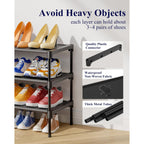 Kitsure Shoe Rack - Non-Woven Shoe Rack Shelf, Shoe Organizer for Closet, Entryway, Garage & Corridor, Stackable Shoe Shelves, 27.5" Wide - 3 Tier, Black