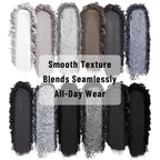 Ucanbe Smokey Eyeshadow Palette, Dark Black White Gray Silver Natural Nude Matte Shimmer Eye Shadow Make Up Pallet For Smoky Emo Goth Makeup, 12 Color High Pigmented Long Lasting Waterproof Pallete