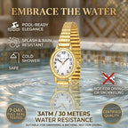 Diaofendi 3 Sizes (S/M/L) Small Gold Watches For Women - Fit 5"-8" Expansion Band, Valentine'S Day Gifts For Mom Wife, Easy Read Ladies Quartz Watch, Water Resistant