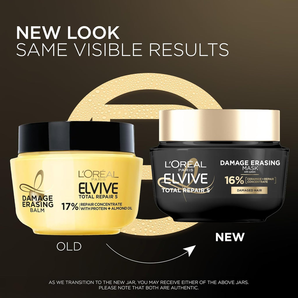 L'Oreal Paris Elvive Total Repair 5 Damage-Erasing Balm Mask, Rinse-Out Hair Treatment, 8.5 Fl Oz (Packaging May Vary)