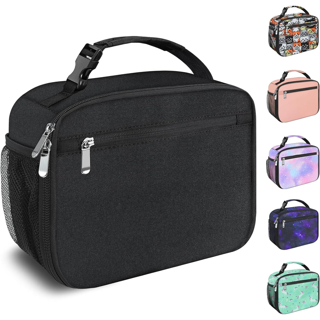 Kids Lunch Box For Boys Girls Lunch Bag Insulated Durable Lunchbox Children Lunch Tote Bag For School Black