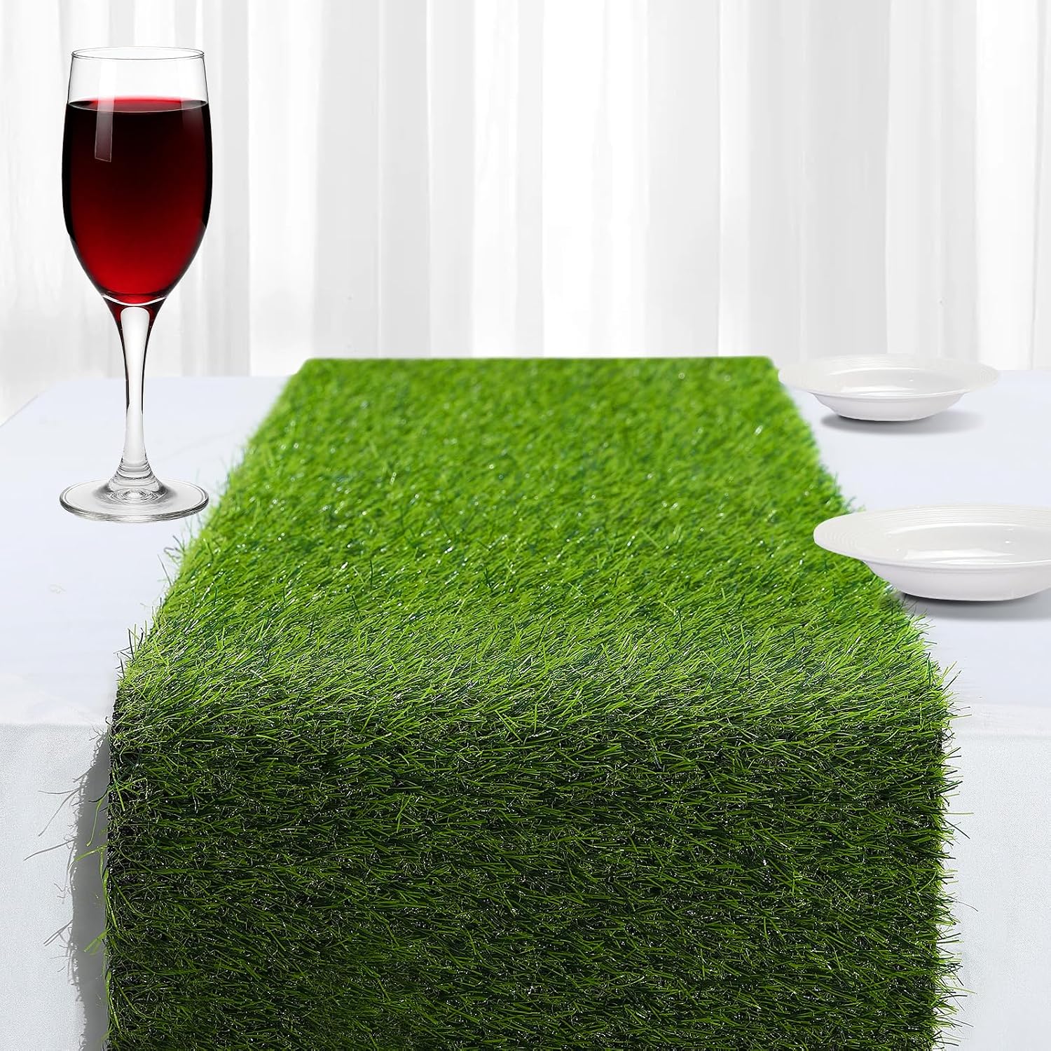 Artificial Grass Table Runner, 13 X 36 In Turf Table Runner - Realistic Faux Grass Runner For Golf Party, Wedding, Baby Shower, Indoor Outdoor Decor