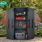 Heavy Duty Tall Storage Cabinet Outdoor Weatherproof, 28 Cuft Garage Storage Cabinet With 4 Adjustable Shelves, Lockable Kitchen Pantry Closer Organizer, 31Wx23Lx66H, Sage Grey
