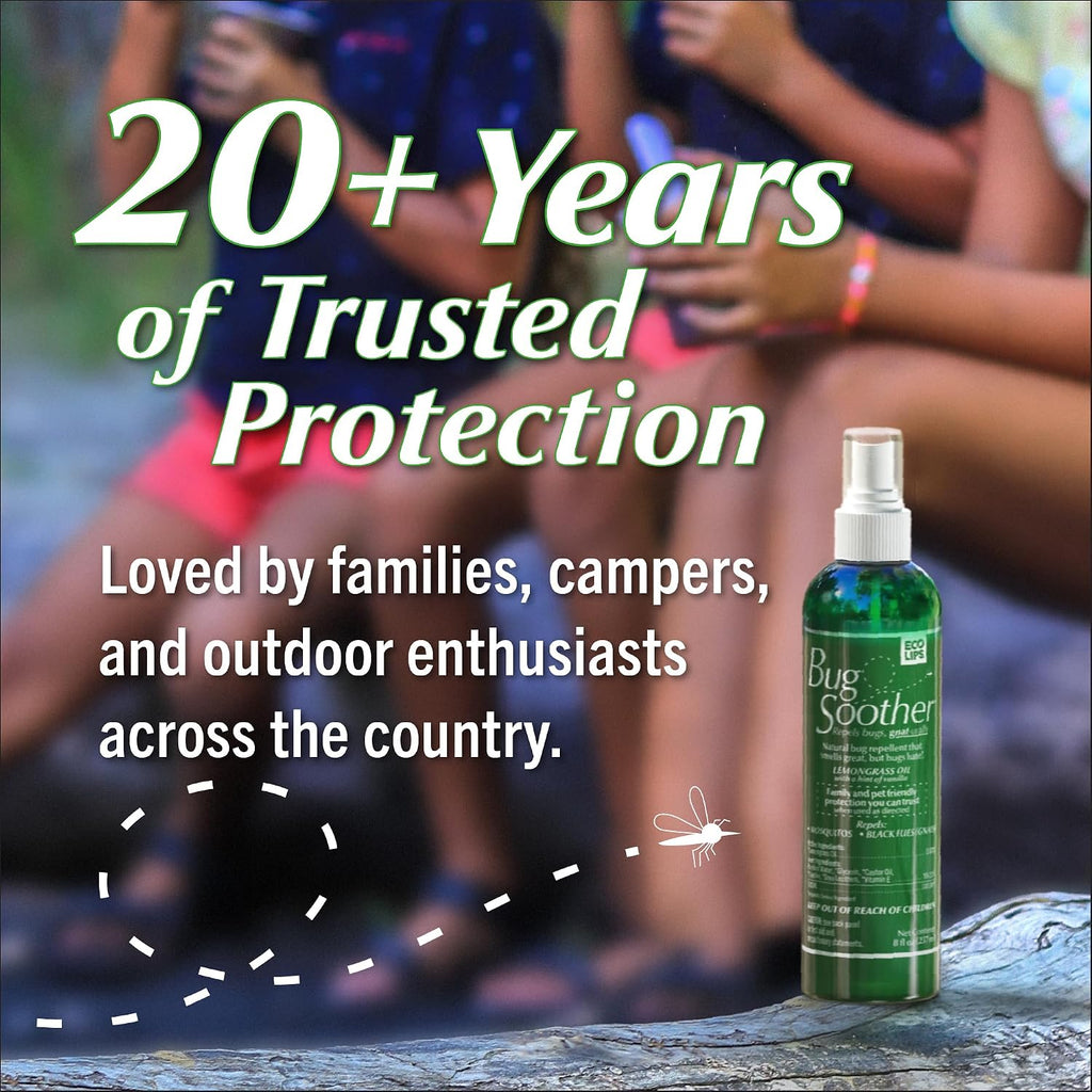 Bug Soother Natural Insect Repellent Spray, Deet-Free 8 Oz. (2 Count) | Plant Based | Repels Mosquitos, Gnats & No See'Ums | Family Safe | Made In The Usa