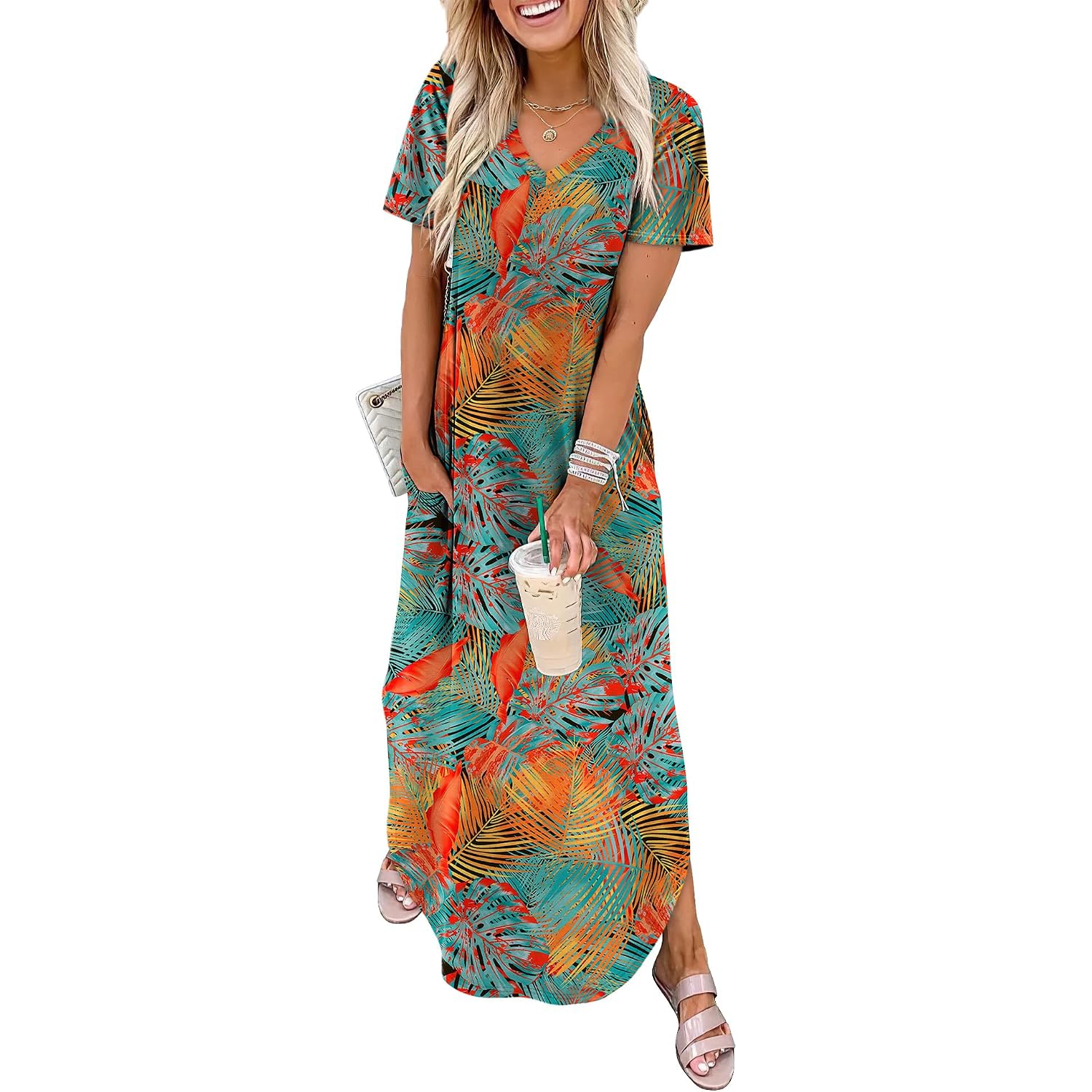 Wiholl Women'S Summer Short Sleeve Dresses Maxi Dress Vacation Beach Sundresses 2026 With Pockets