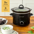 Crock-Pot 2-Quart Manual Slow Cooker, Feeds 2+ People, Great for Small Meals, Dips, & Sides; Removable Stoneware is Oven & Dishwasher-Safe, Black