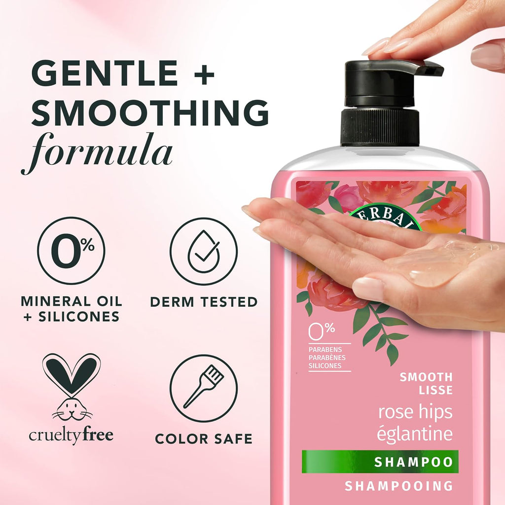 Herbal Essences Shampoo & Conditioner Set, Rose Hips - Smooth Collection, Paraben-Free, Color-Safe, Shiny Hair With Jojoba & Vitamin E, 29.2 Fl Oz Each, 2-Pack